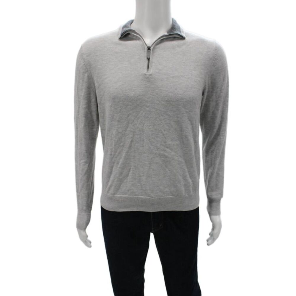 Vineyard Vines Mens Gray Cotton Collared Pullover Long Sleeve Size S